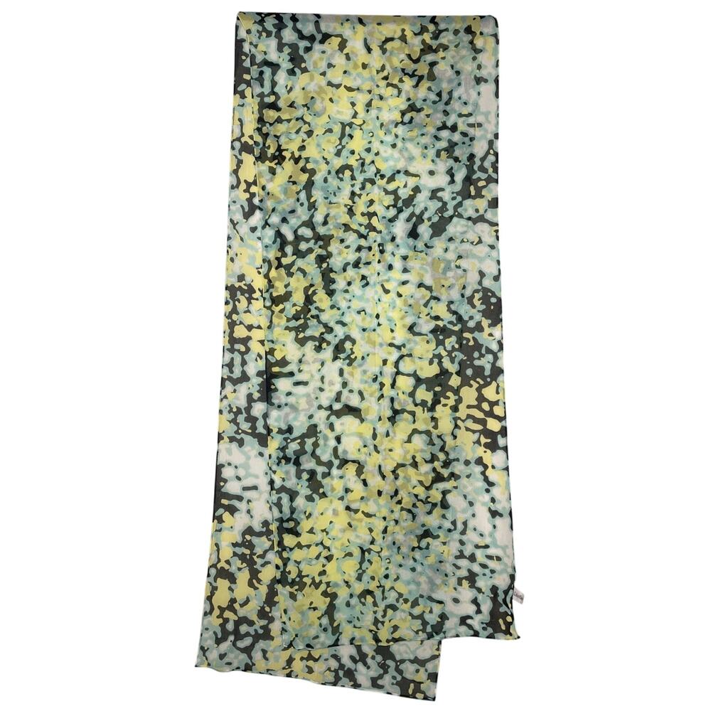 Calvin Klein Scarf -13.5” X 72 Colorful Yellow/ & Turquoise Abstract - CK Charm